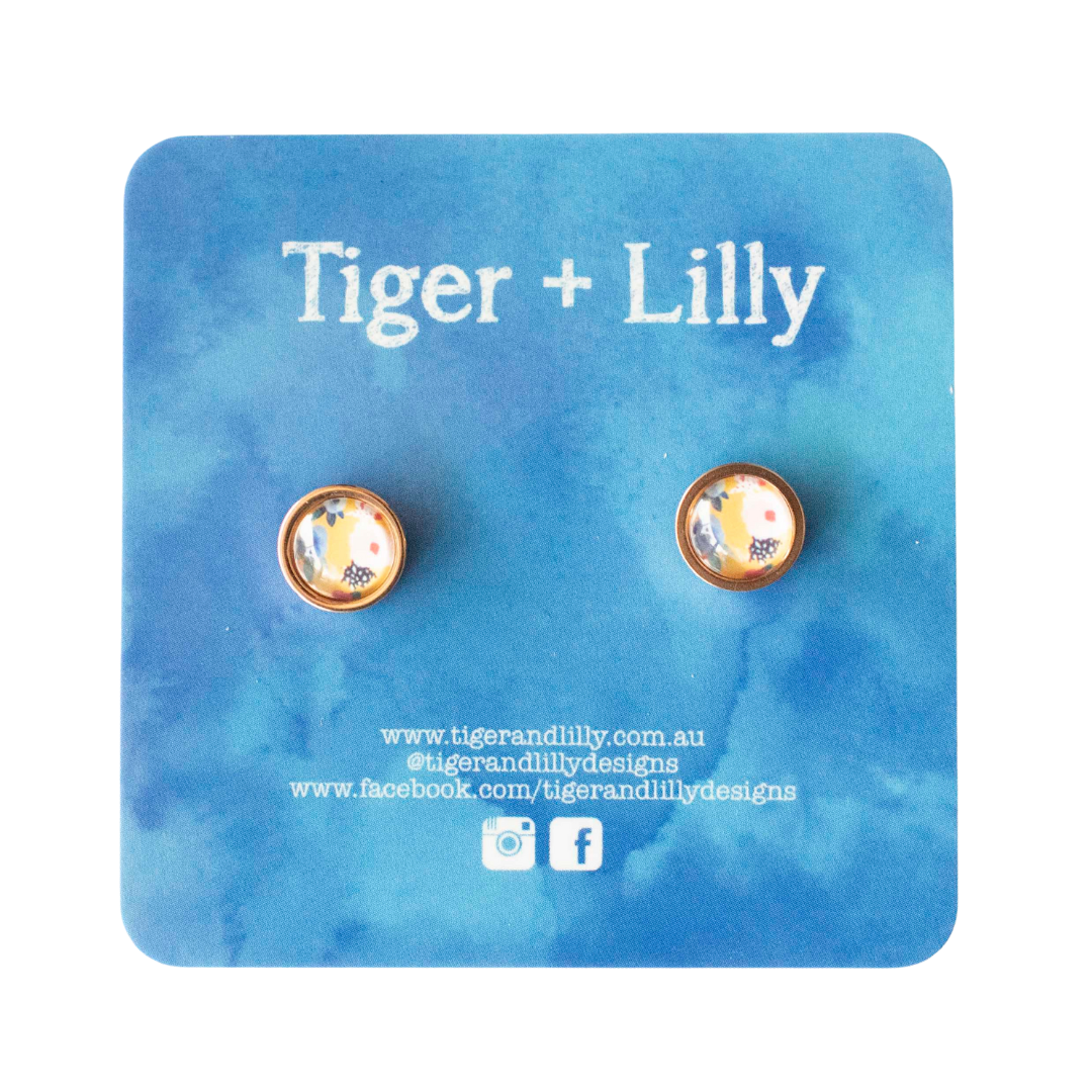 Tiger + Lilly - Stud Earrings - Earrings - Hypoallergenic Stainless Steel - Nickel Free - Lever Back Earrings - Dangle Earrings - Mini Earrings - Rose Gold Earrings - Pearl Earrings